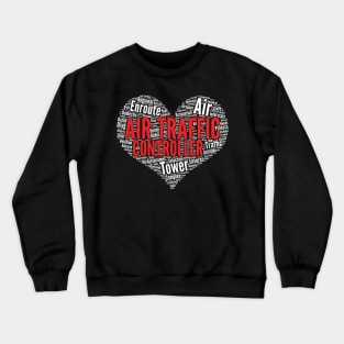 Air Traffic Controller Heart Shape Word Cloud Design graphic Crewneck Sweatshirt